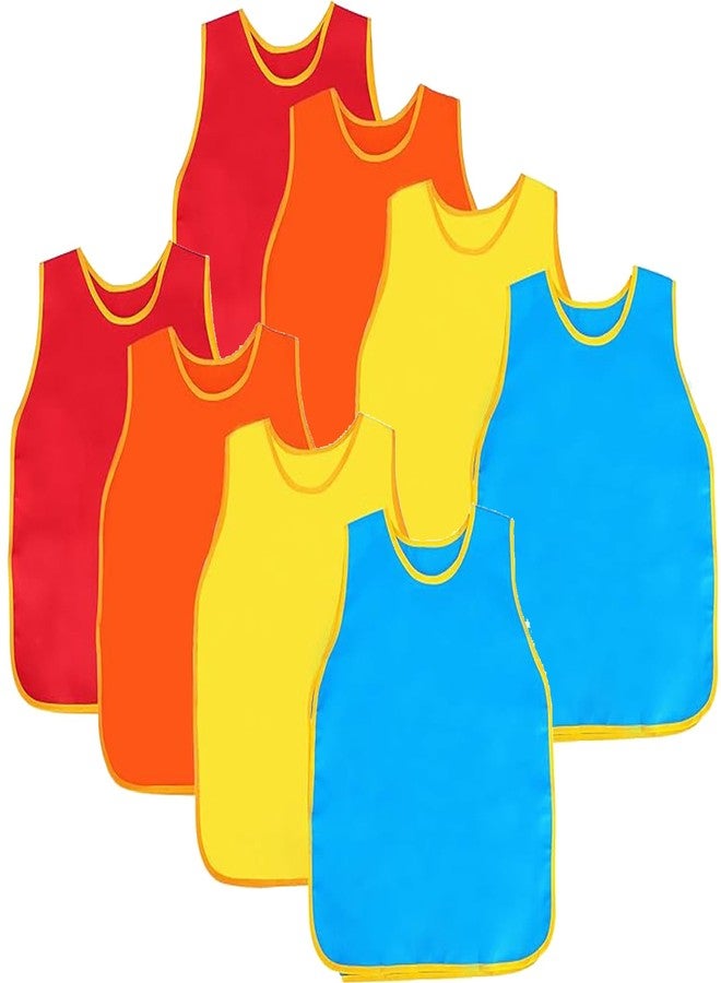 Cptoion 8 Pack Art Smock for Kids,Waterproof Artist Painting Aprons,Roomy Sleeveless Kids Painting Art Apron,Children Art Smocks,Toddler Smock for Painting Art Craft Classroom Kitchen,4 Colors - Image 1
